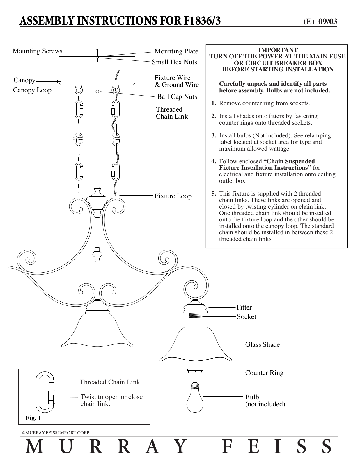 Feiss F1836-3 User Manual