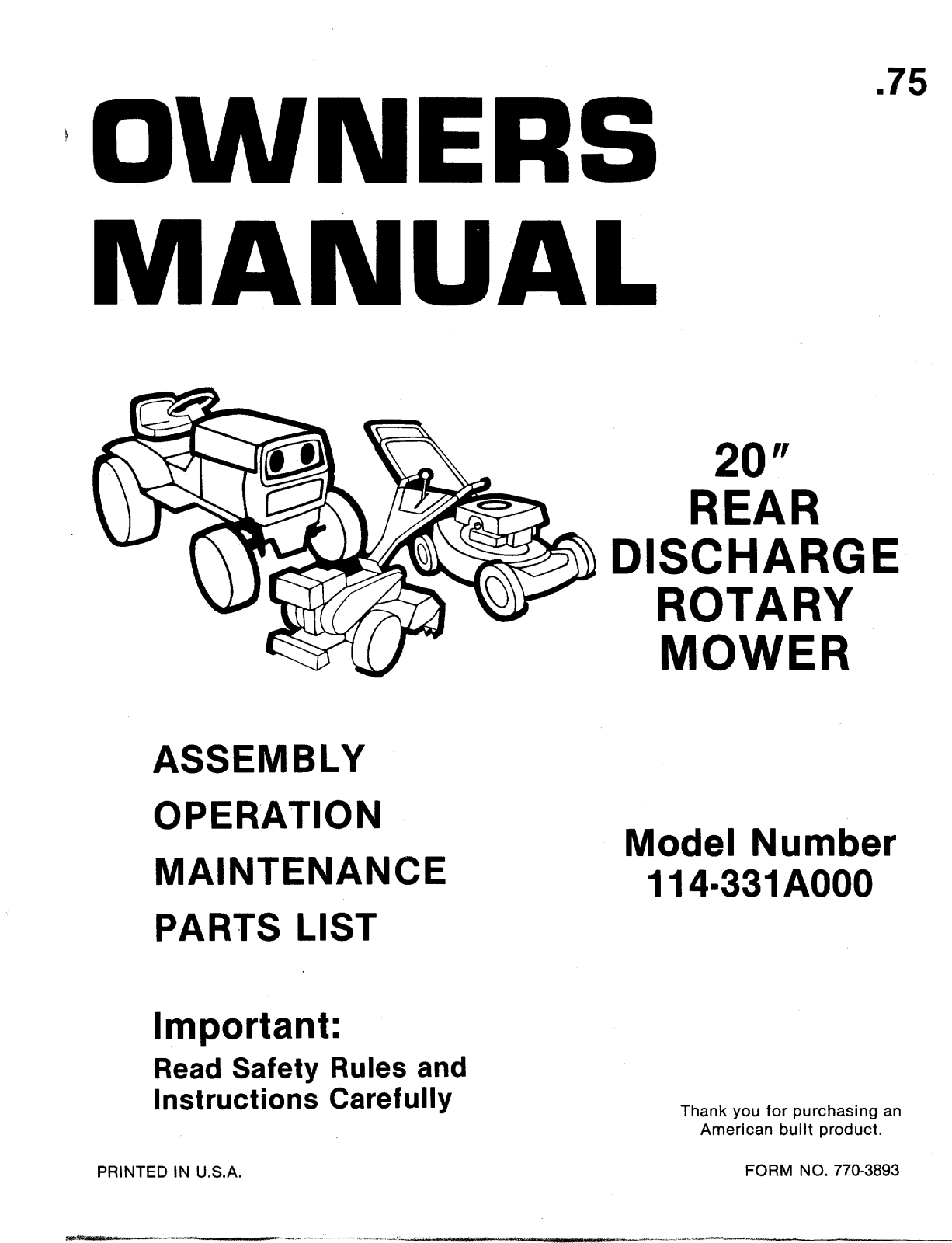 MTD 114-331A000 User Manual