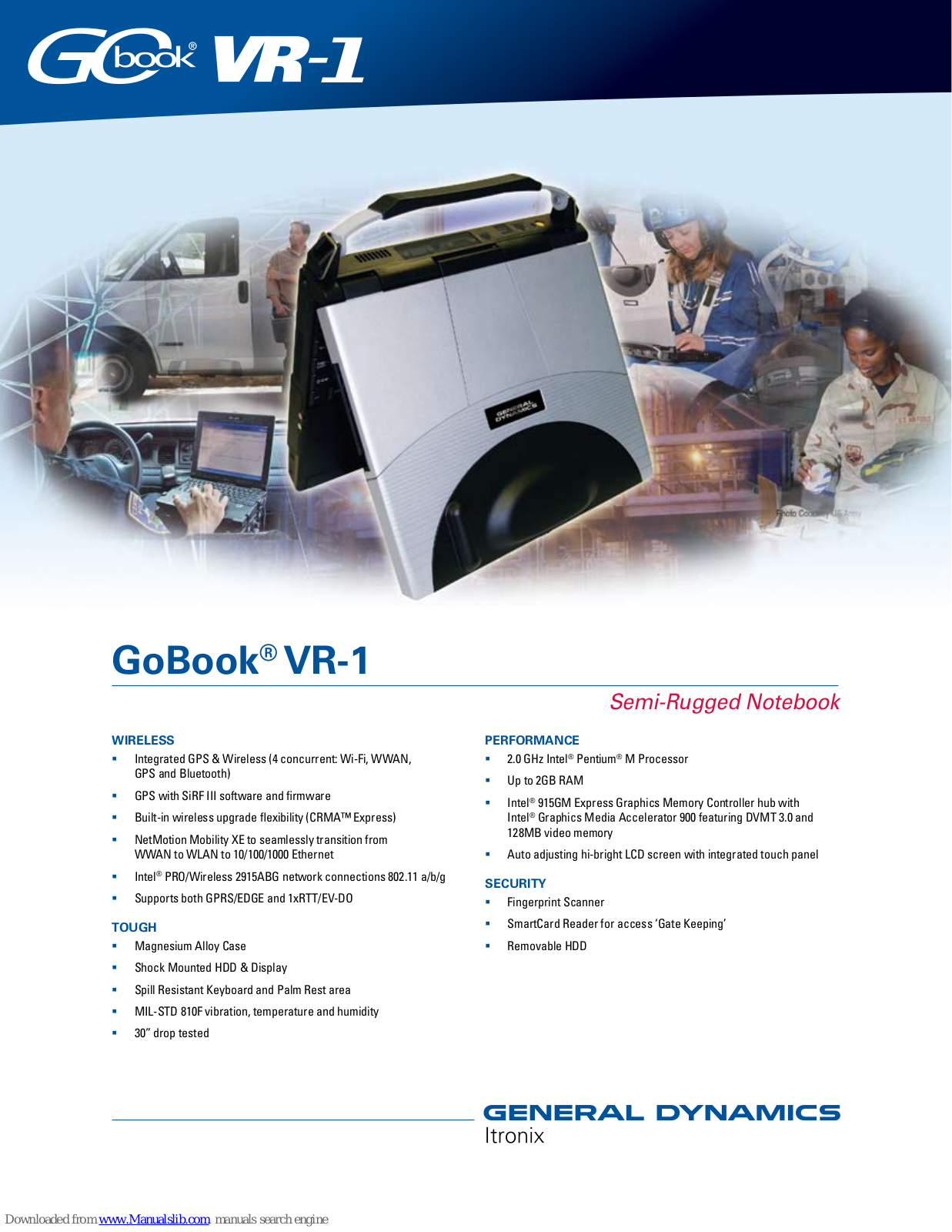 Itronix GoBook VR-1 Specifications