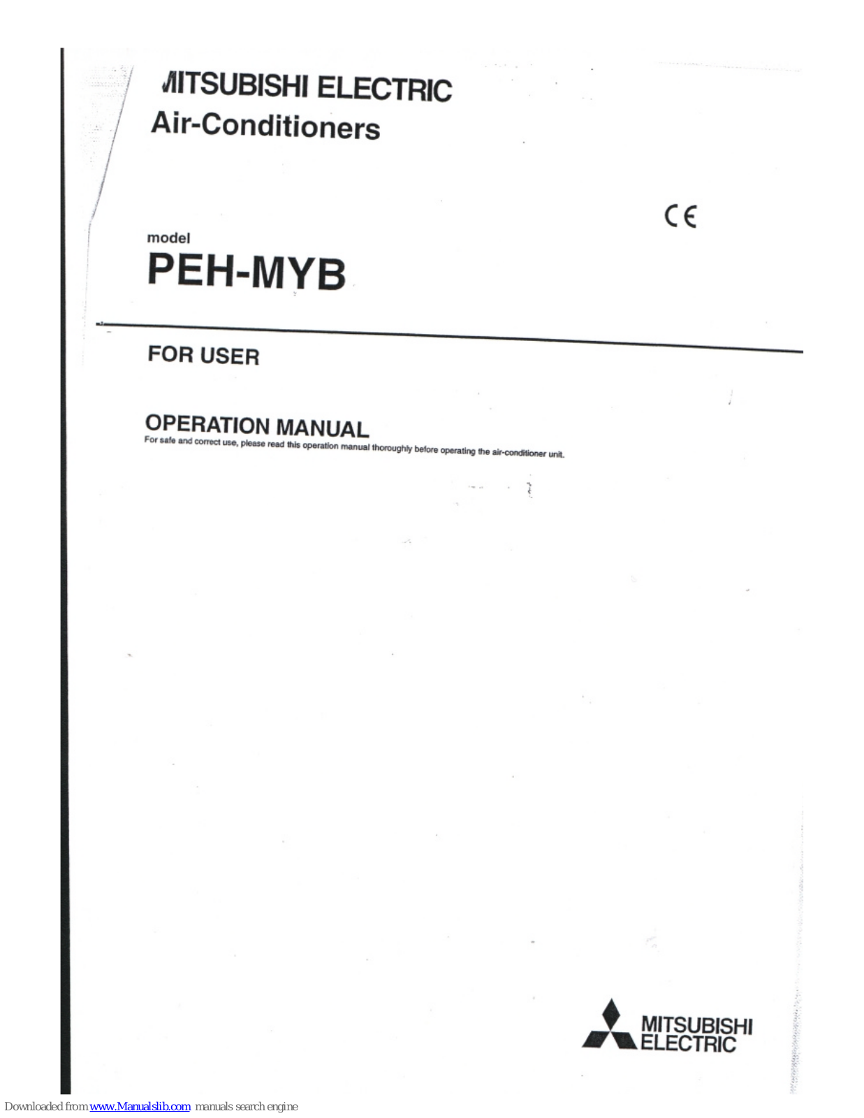 Mitsubishi Electric PEH-MYB, WT-4807, WS-55807, WS-65807, Space Star Operation Manual