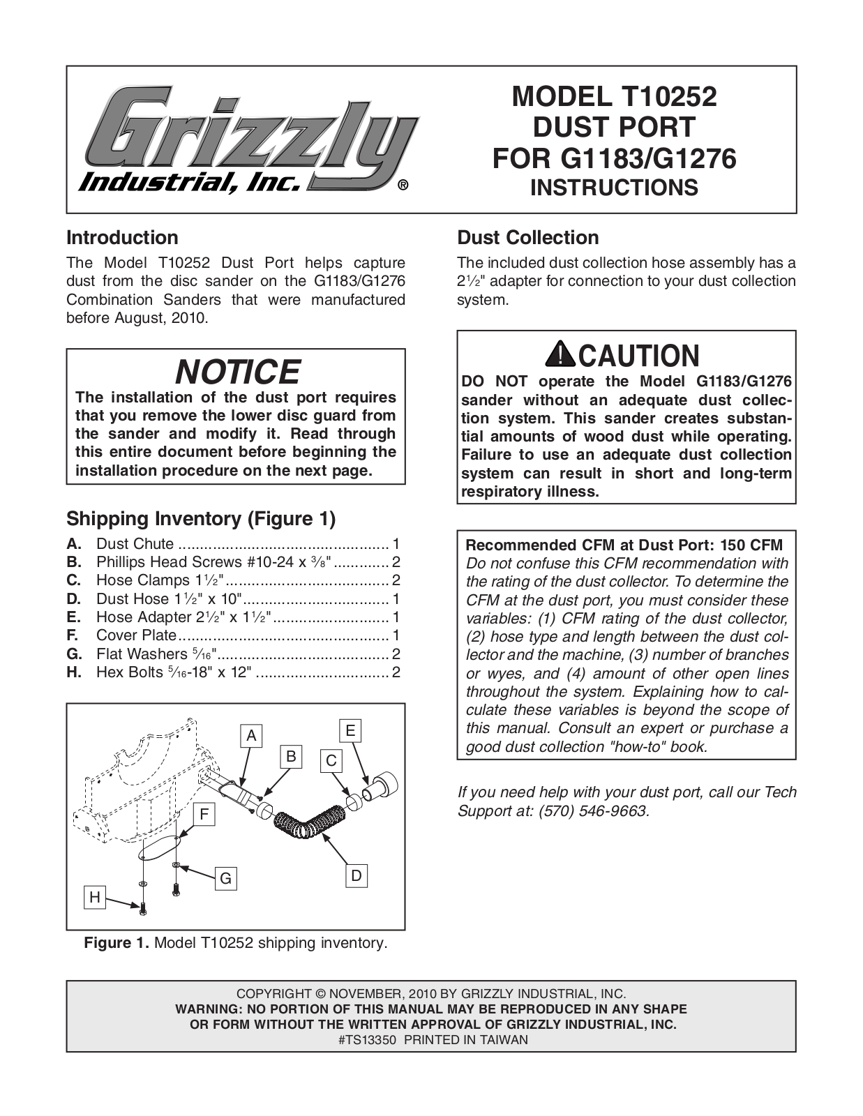 Grizzly T10252 User Manual