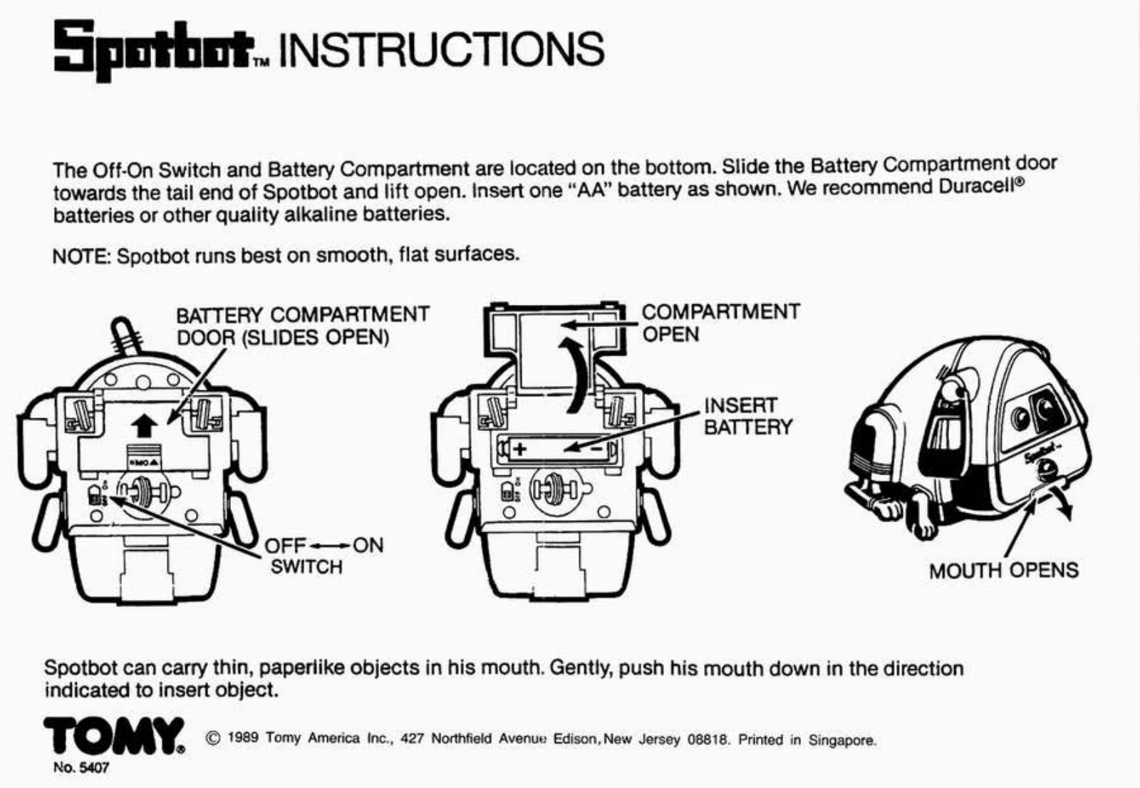 Tomy SPOTBOT User Manual