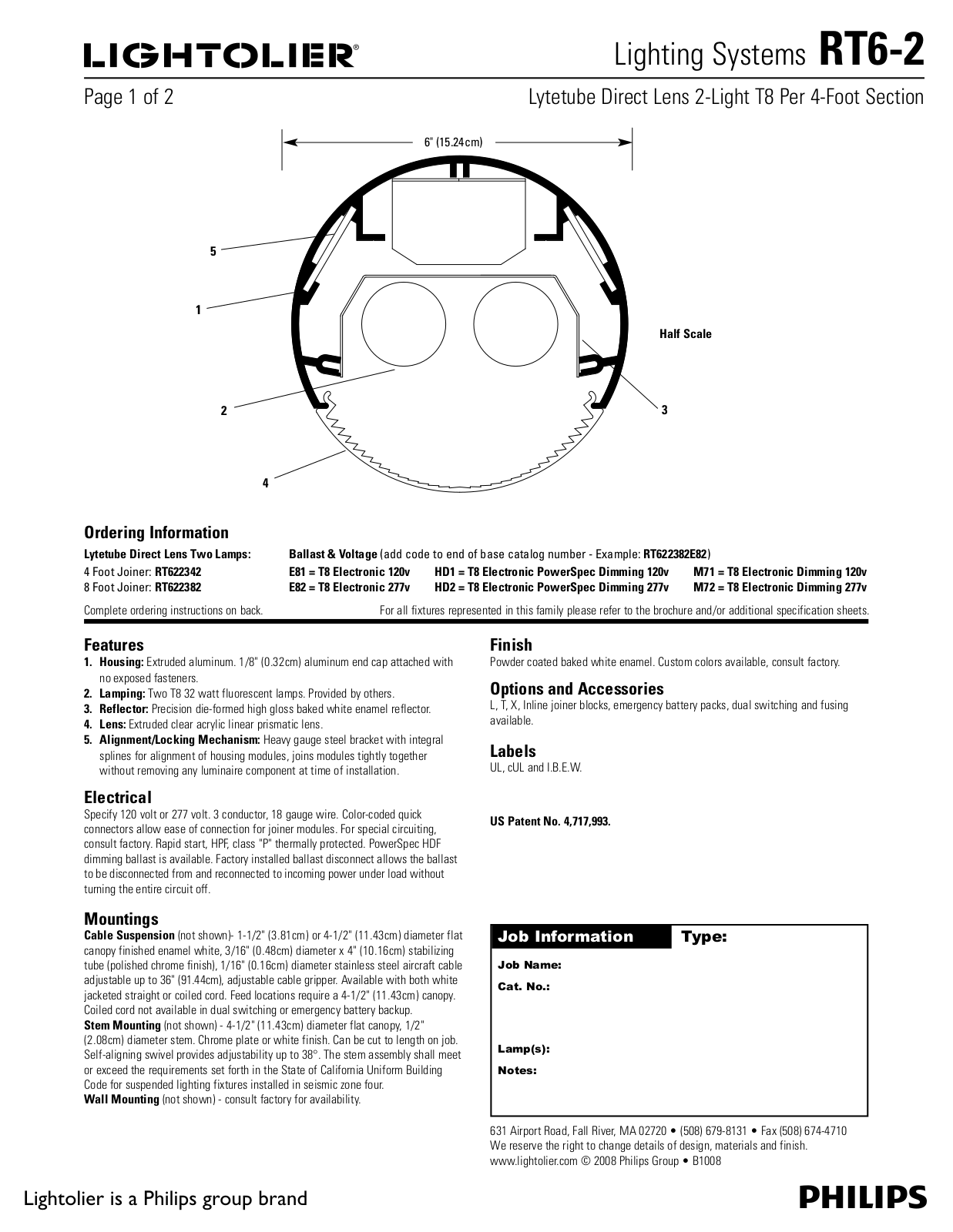 Lightolier RT6-2 User Manual