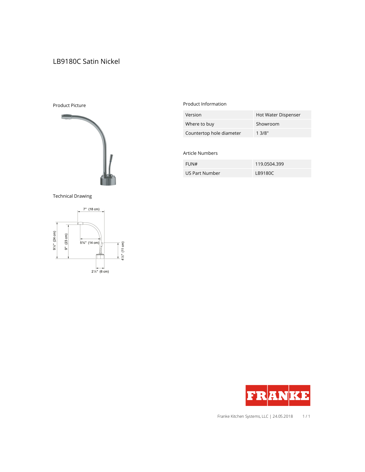 Franke LB9180C Specs