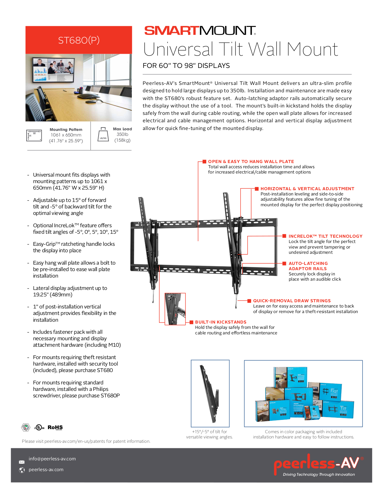 Peerless-AV ST680P-M Specsheet