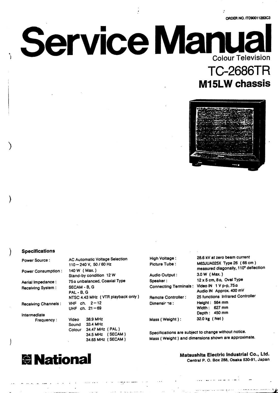 panasonic tc-2686tr Service Manual