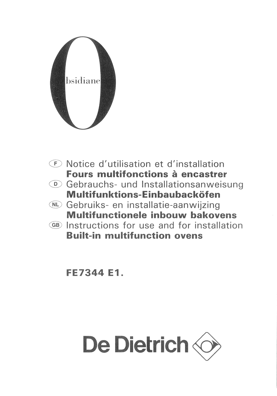 De dietrich FE7344E1 User Manual