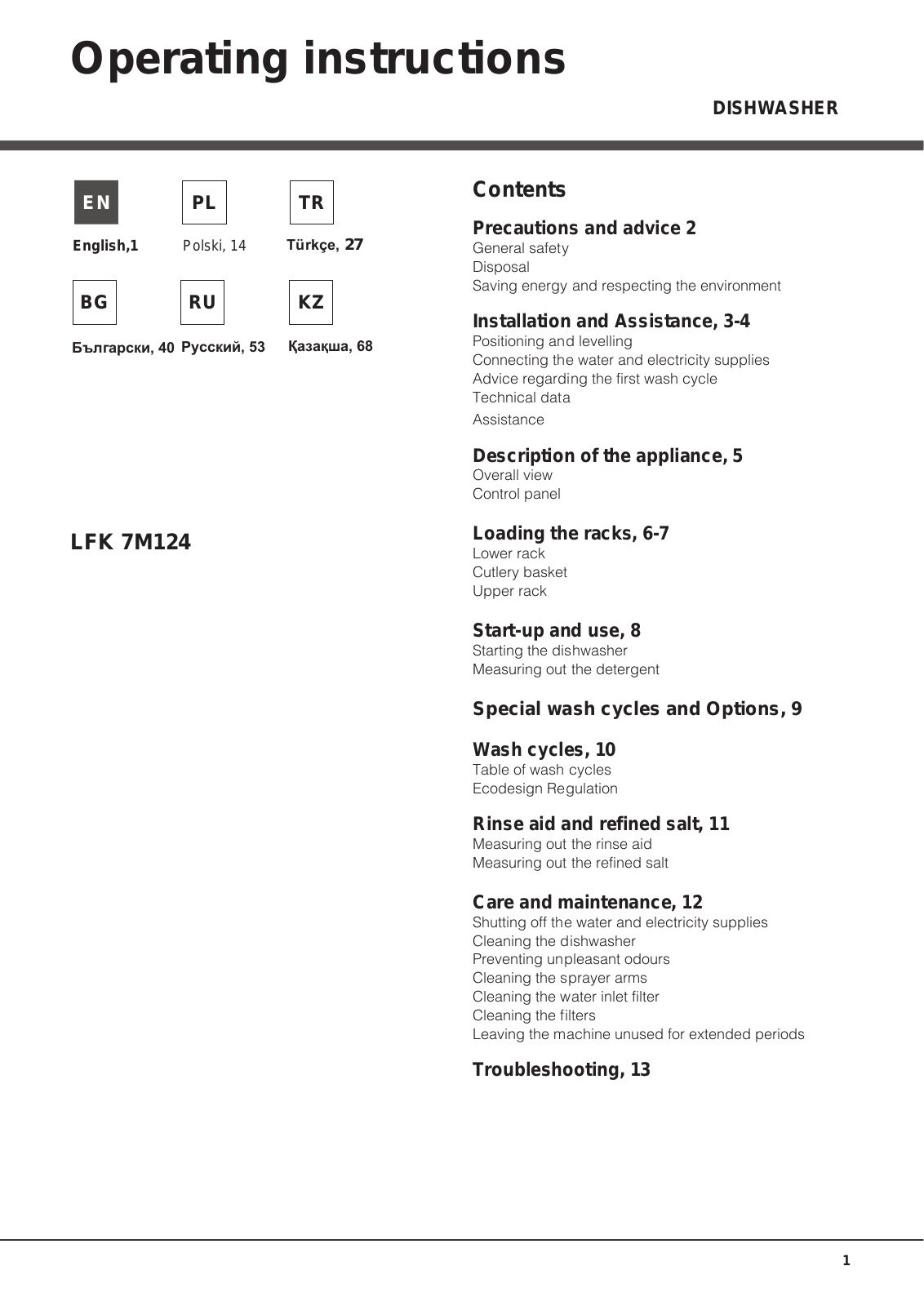 Hotpoint LFK 7M124 EU User Manual