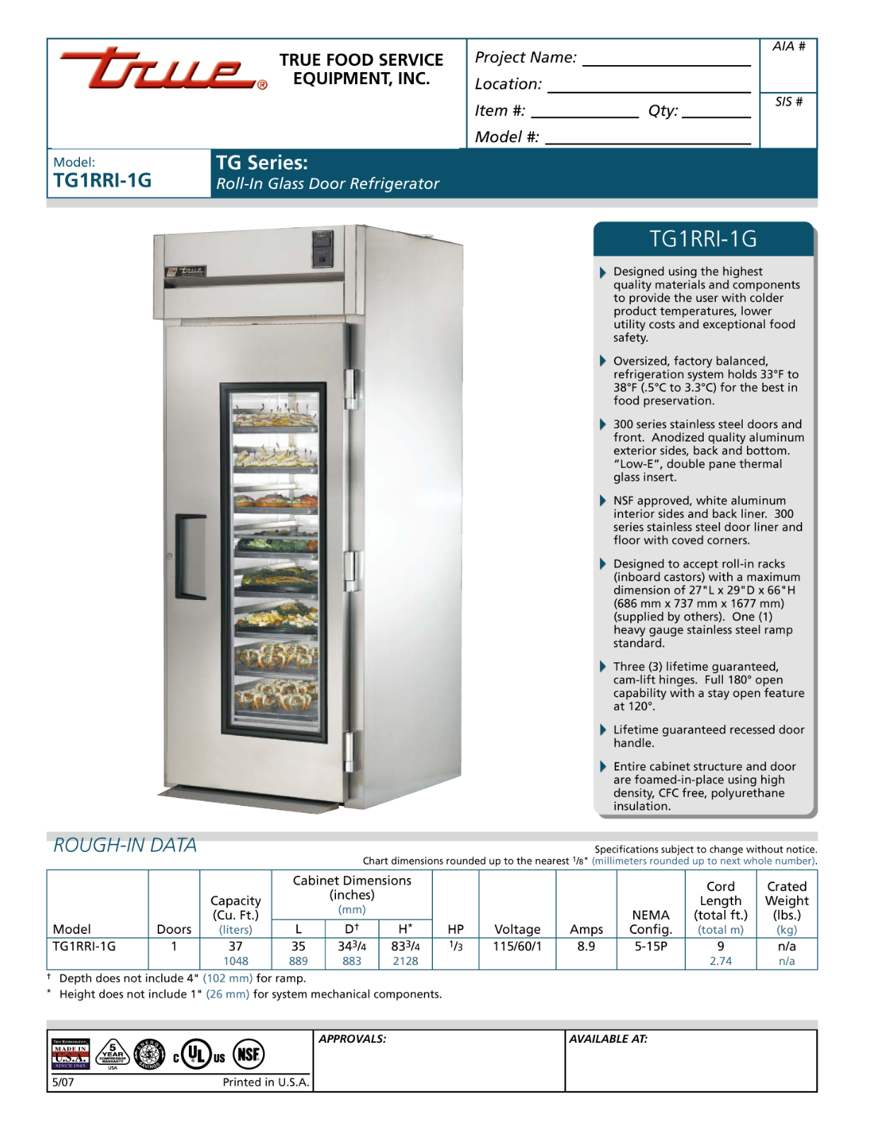 True TG1RRI-1G User Manual