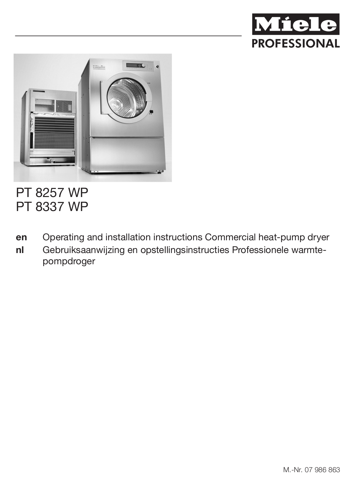 Miele PT 8337 WP, PT 8257 WP Operating instructions