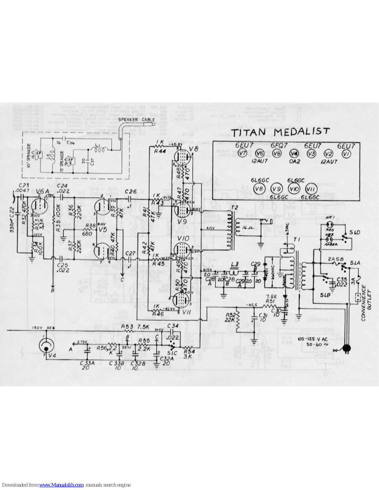 Gibson Titan Medalist Schematic Diagram