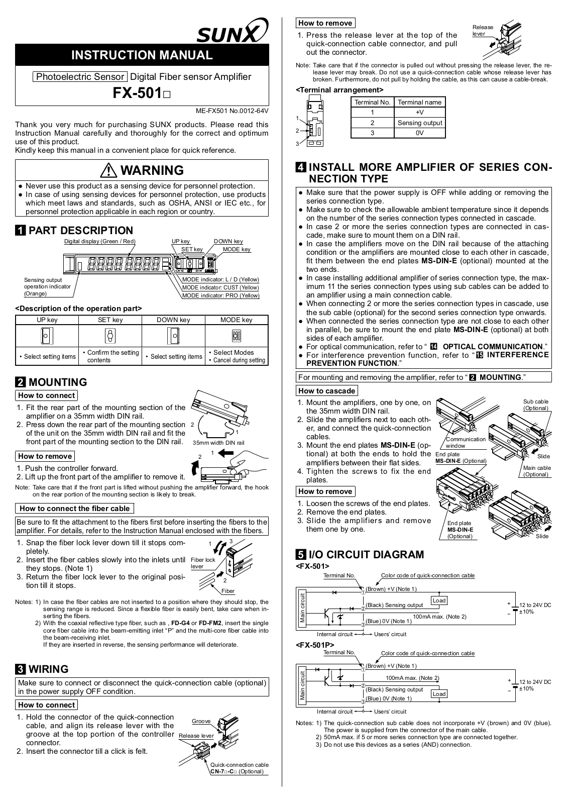 Panasonic FX-501 Installation  Manual