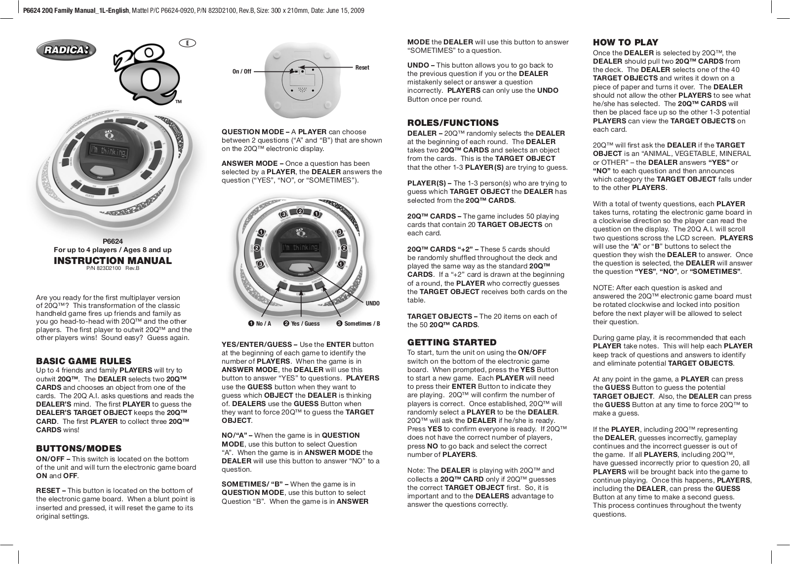 Radica Games P6624 User Manual