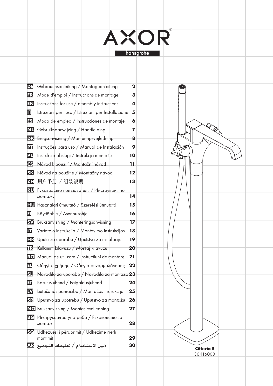 Hansgrohe 36416000 Instructions For Use/assembly Instructions