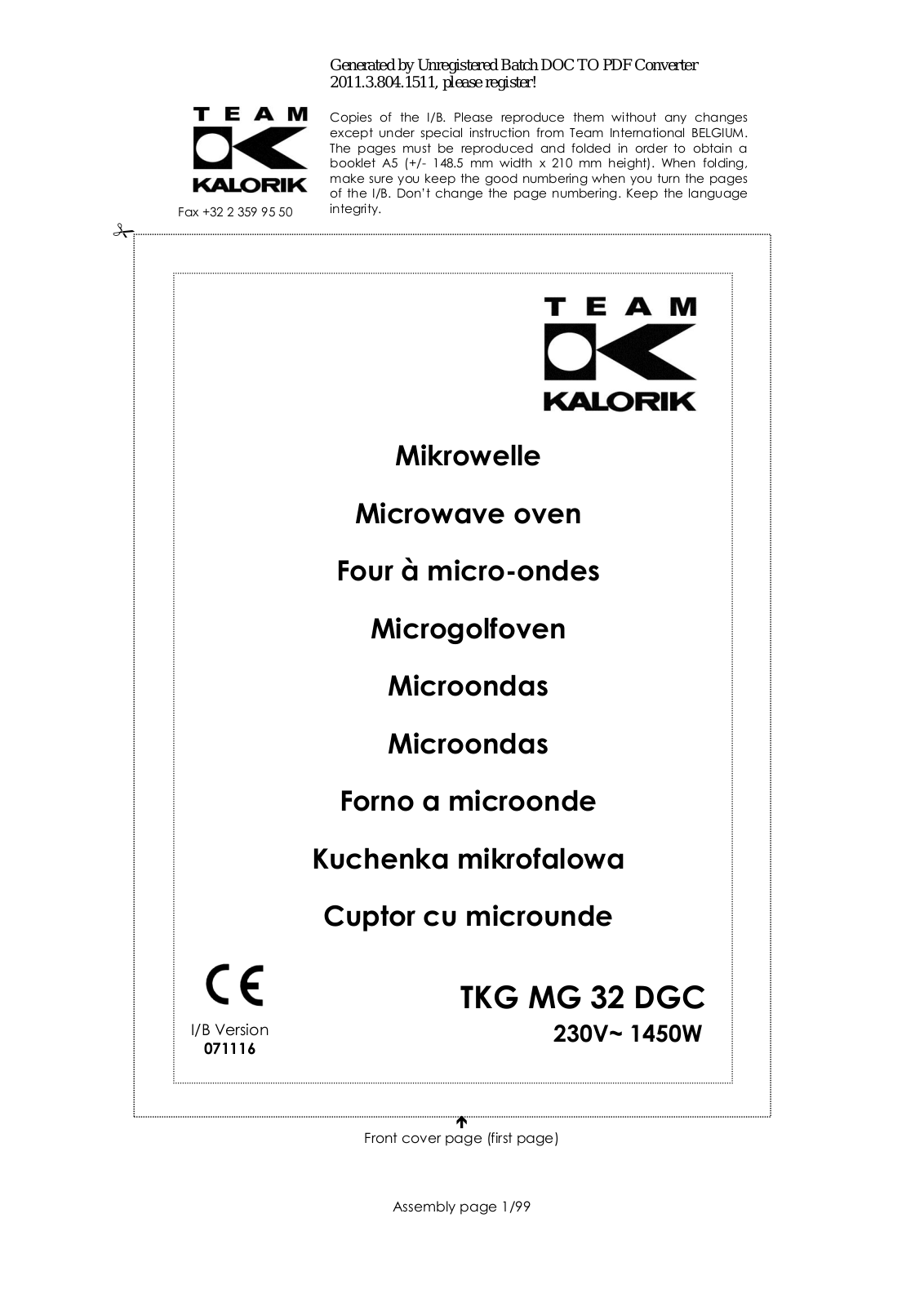 Kalorik TKG MG 32 DGC User Manual