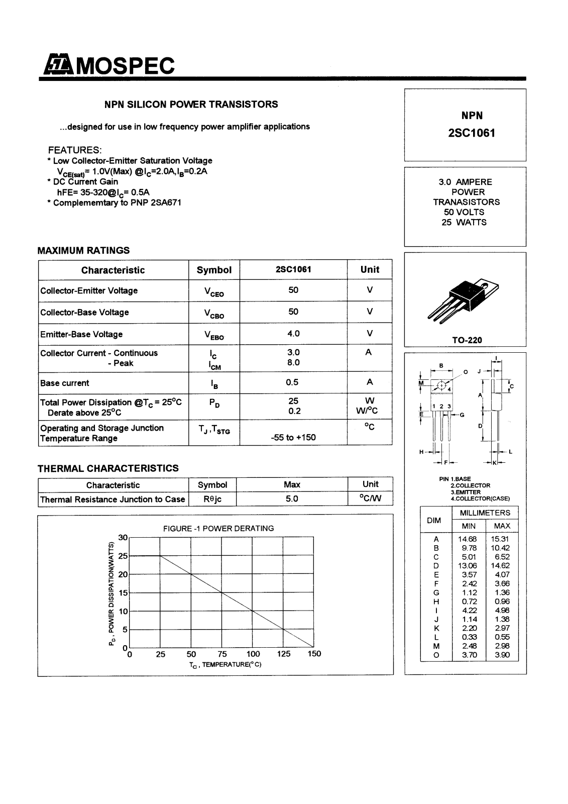 MOSPEC 2SC1061 Datasheet