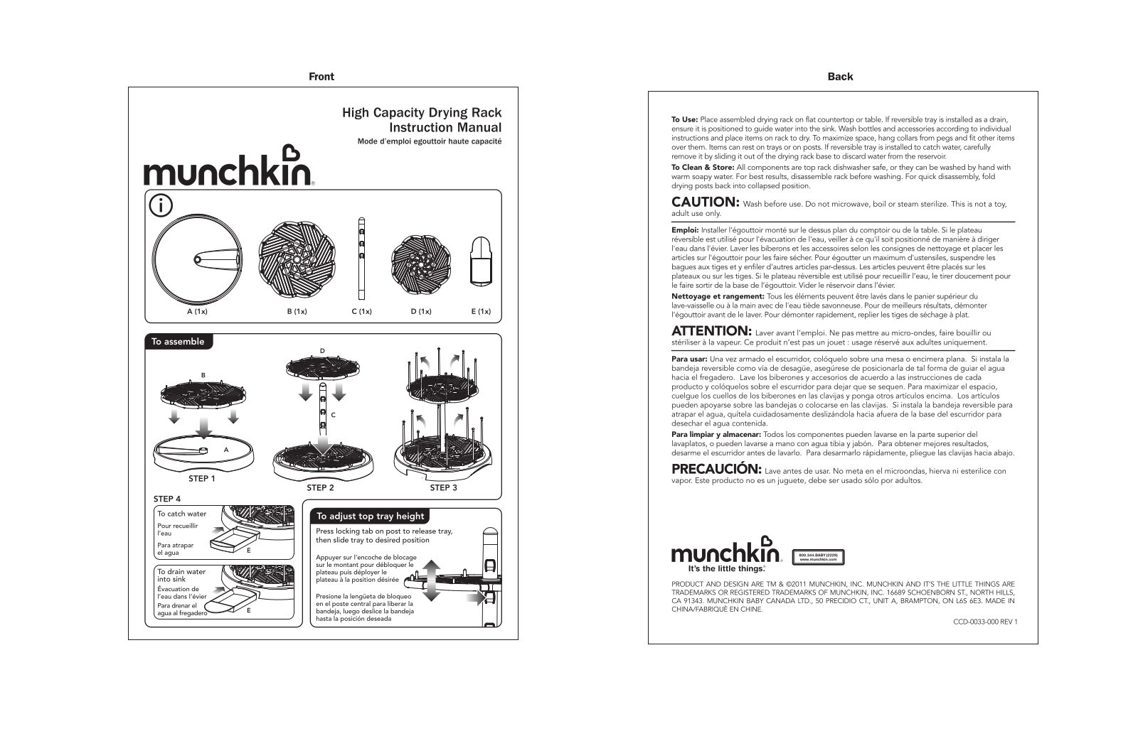 Munchkin High Capacity Drying Rack Owner's Manual