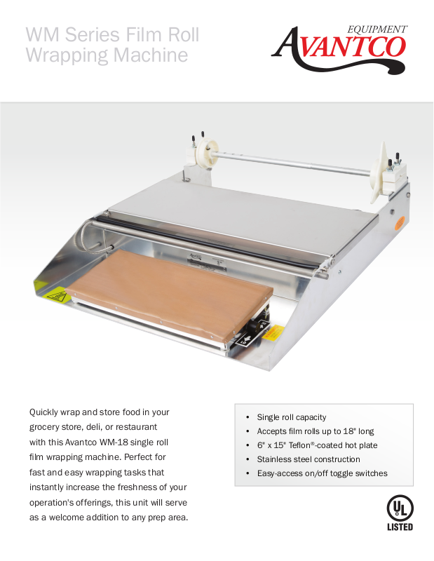 Avantco 177WM18 User Manual