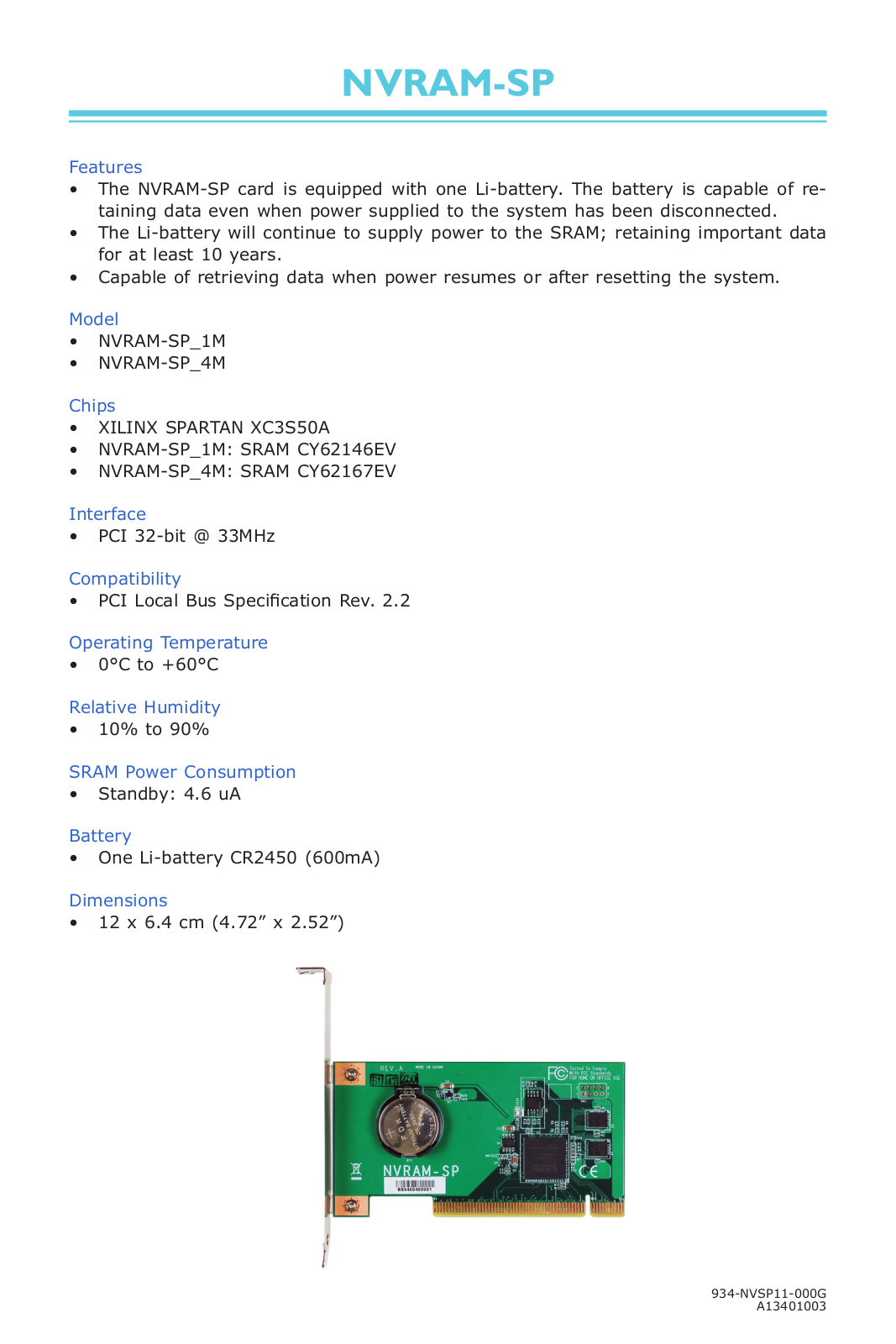 Dfi NVRAM-SP DATASHEET