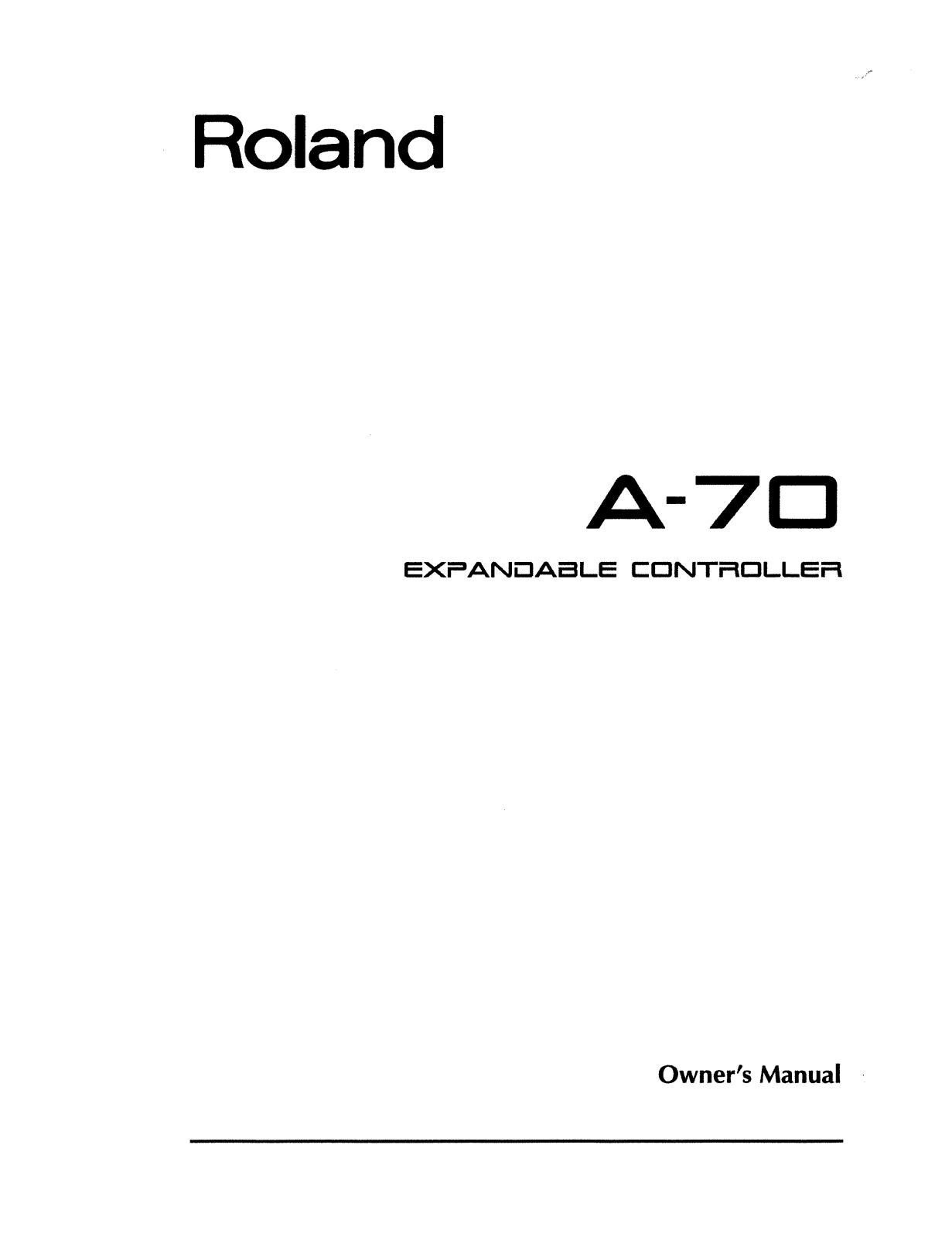 Roland Corporation A-70 Owner's Manual