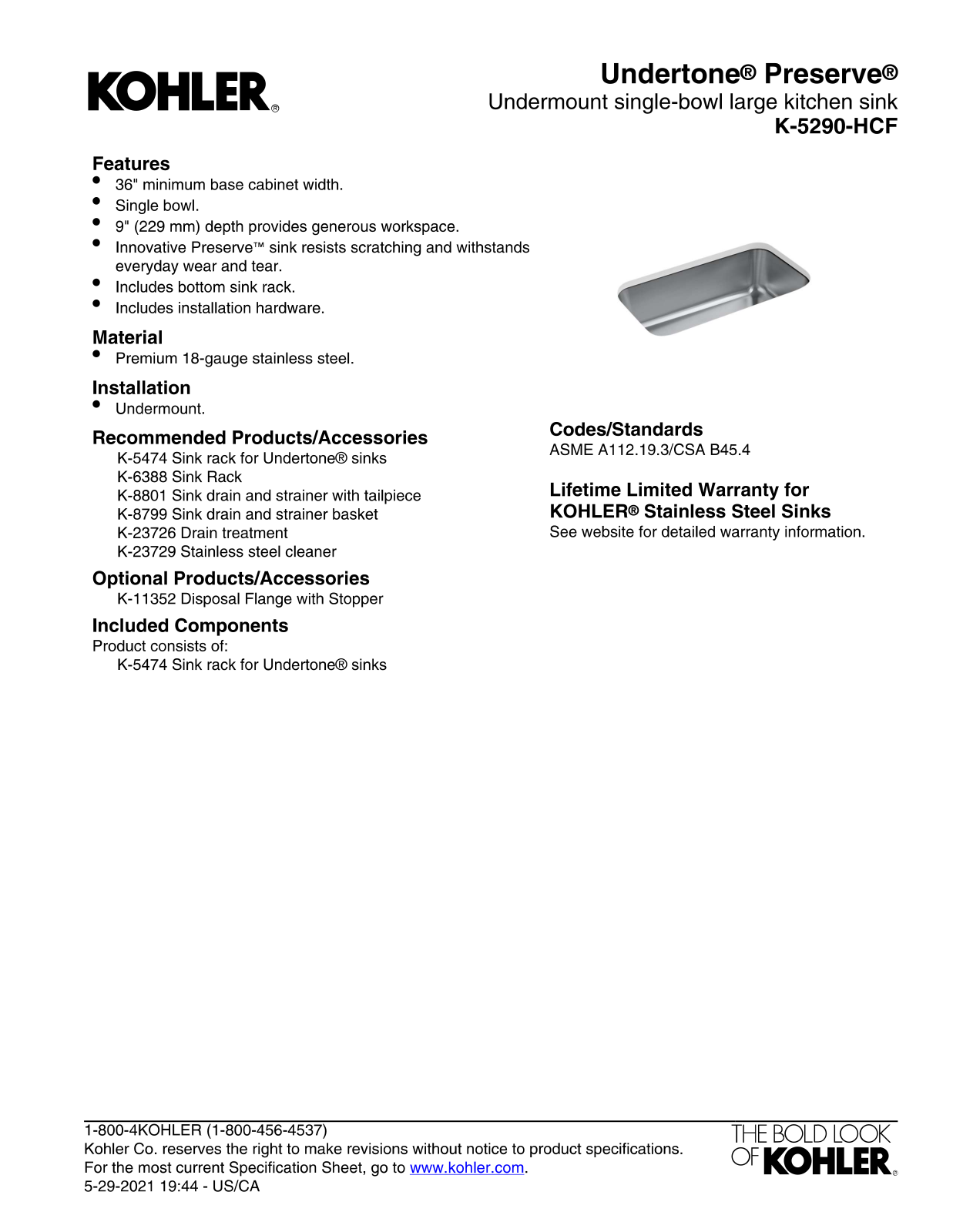 Kohler KOH20688 Specifications - ManualMachine.com