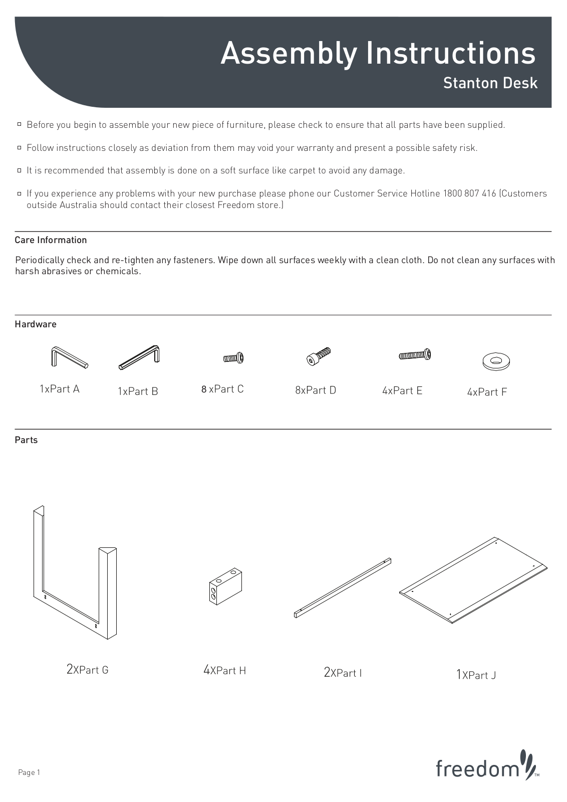 Freedom Stanton Desk Assembly Instruction - ManualMachine.com