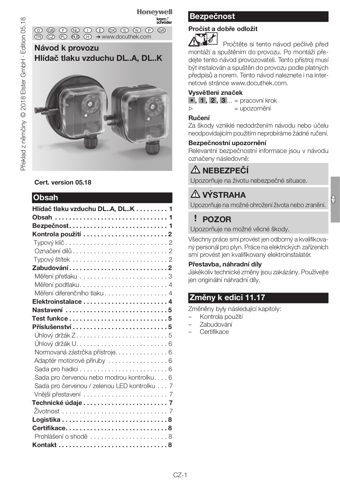 Honeywell DL-A User Manual