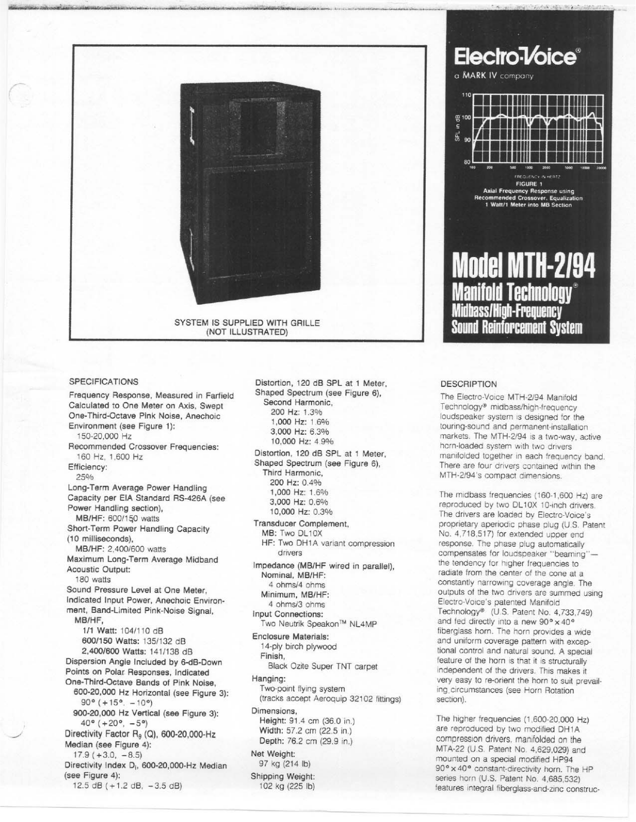 Electro-Voice MTH-2-94 User Manual