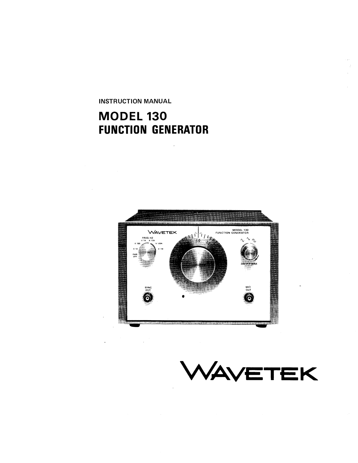 Wavetek 130 Service manual