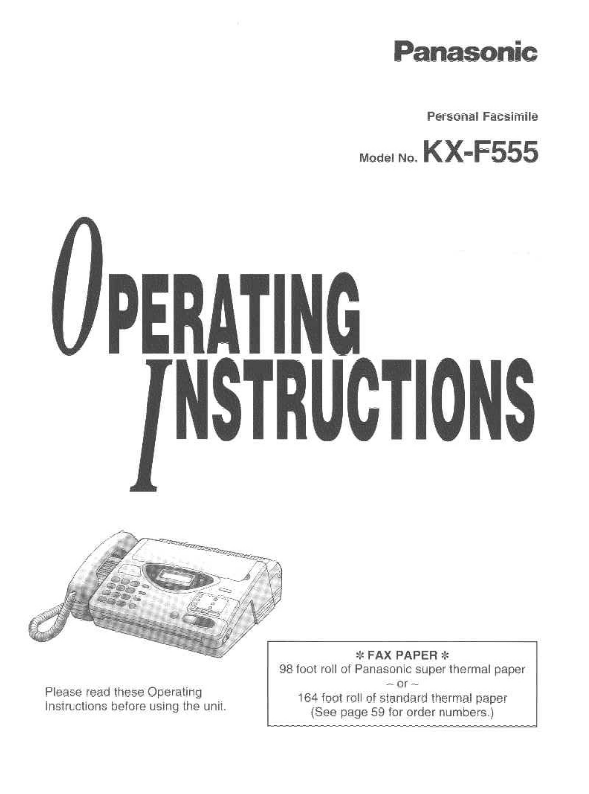 Panasonic KX-F555 Operating Instruction