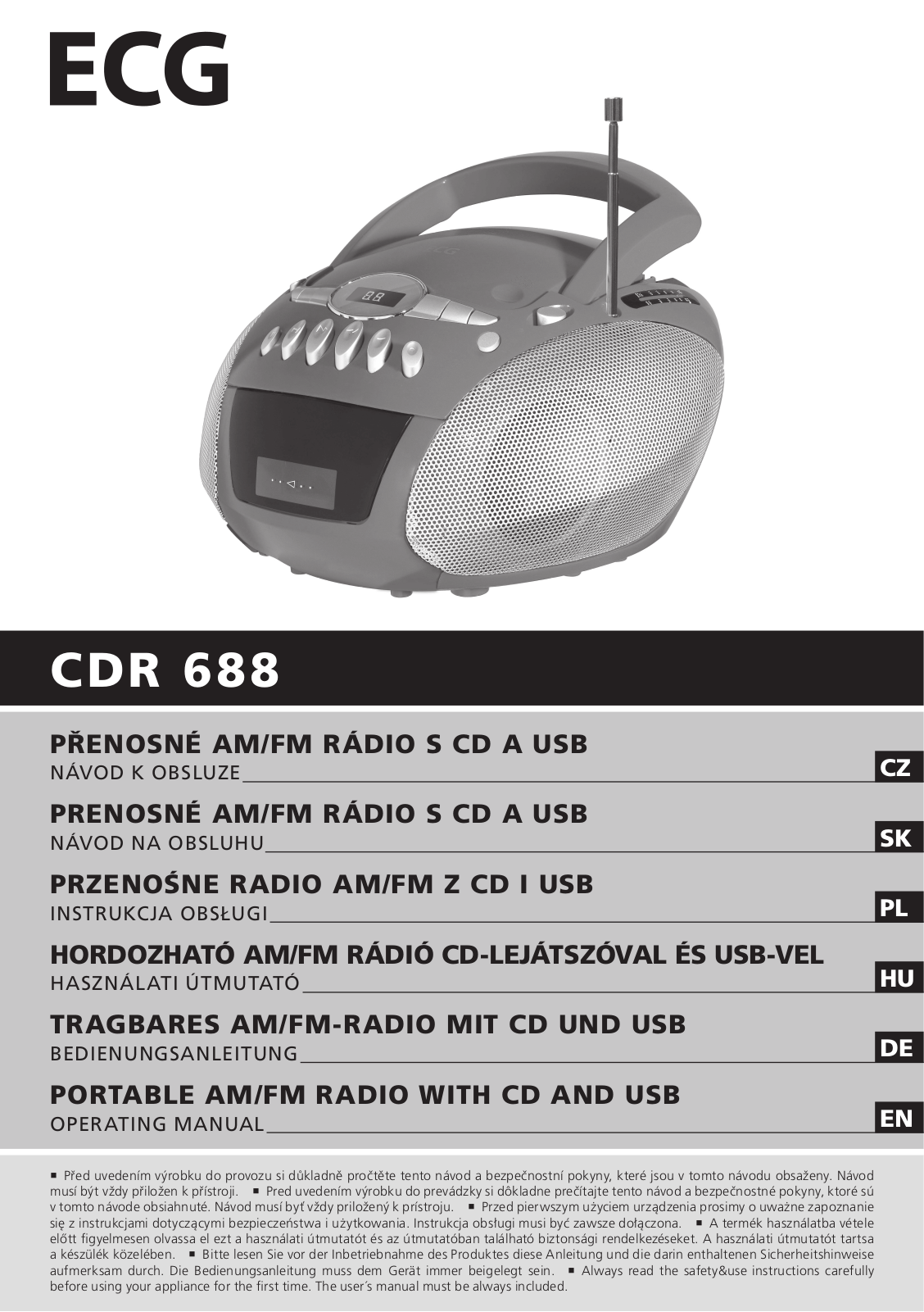 ECG CDR 688 RED, CDR 688 BLUE User Manual