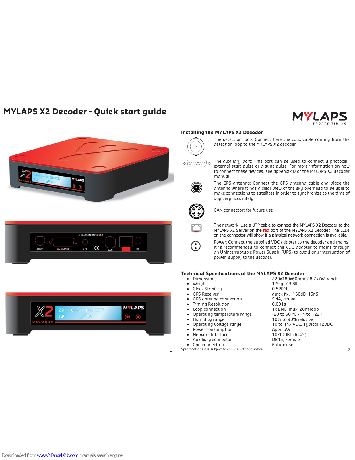 Mylaps X2 Quick Start Manual