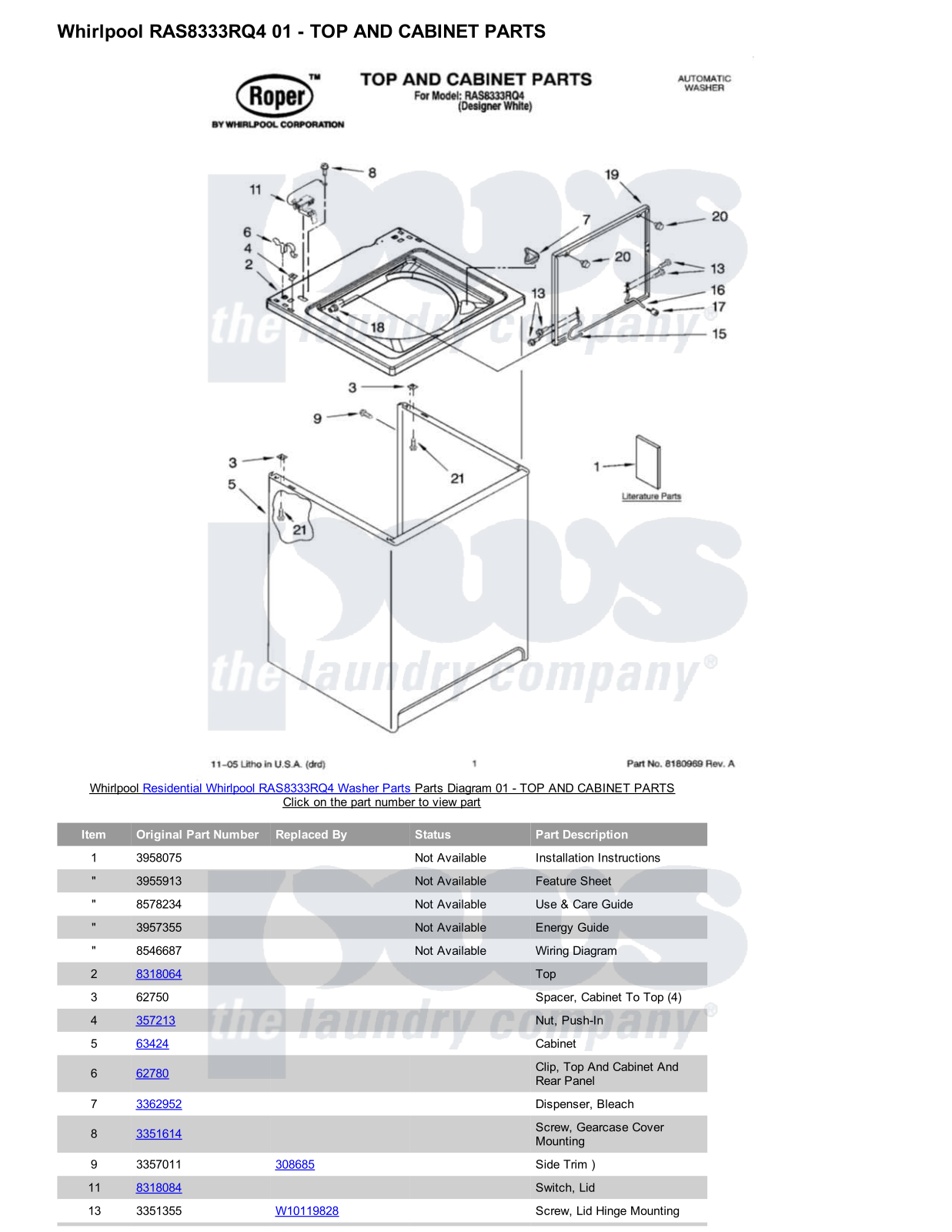 Whirlpool RAS8333RQ4 Parts Diagram