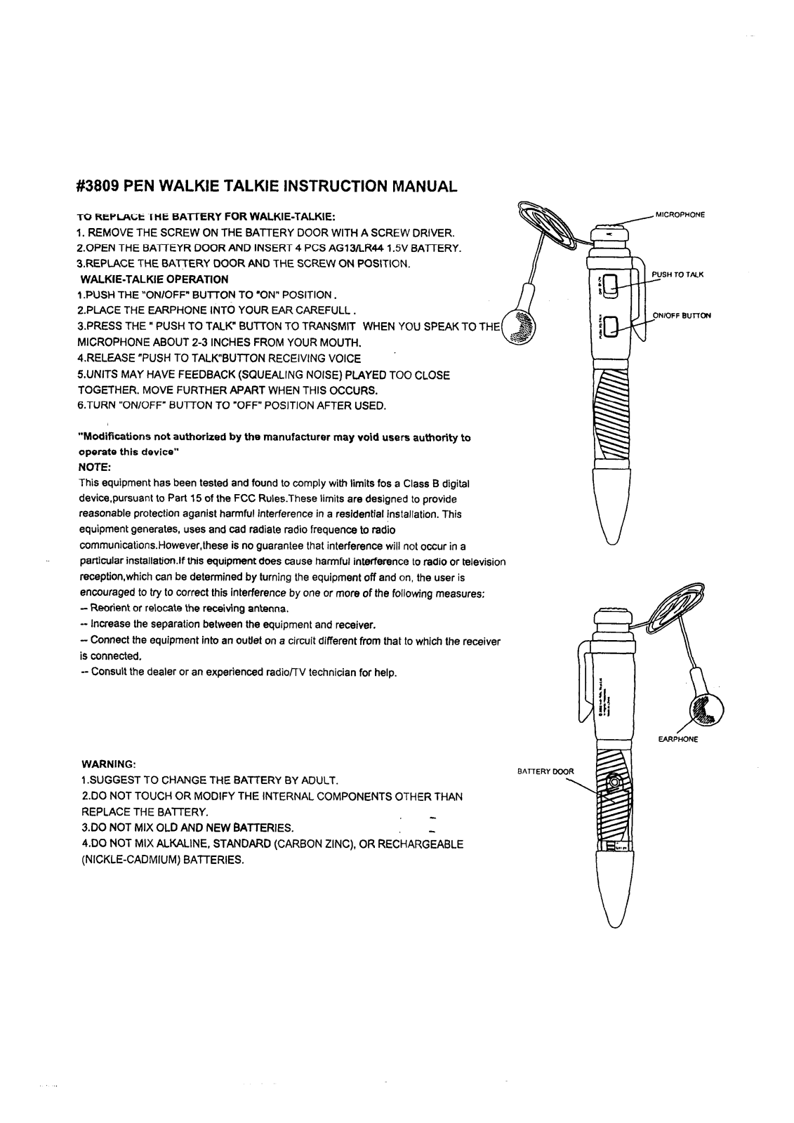 Kid Riffic Toys 3809 Users Manual