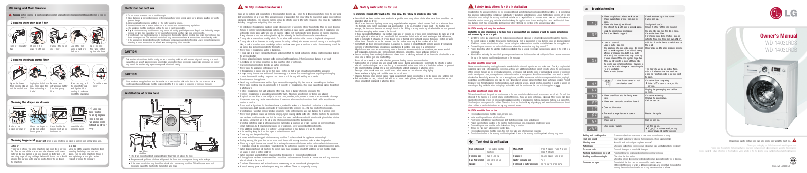 LG WD-14030 RDS User Manual