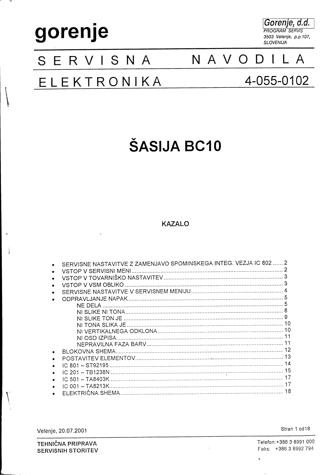 Gorenje BC10 Schematic