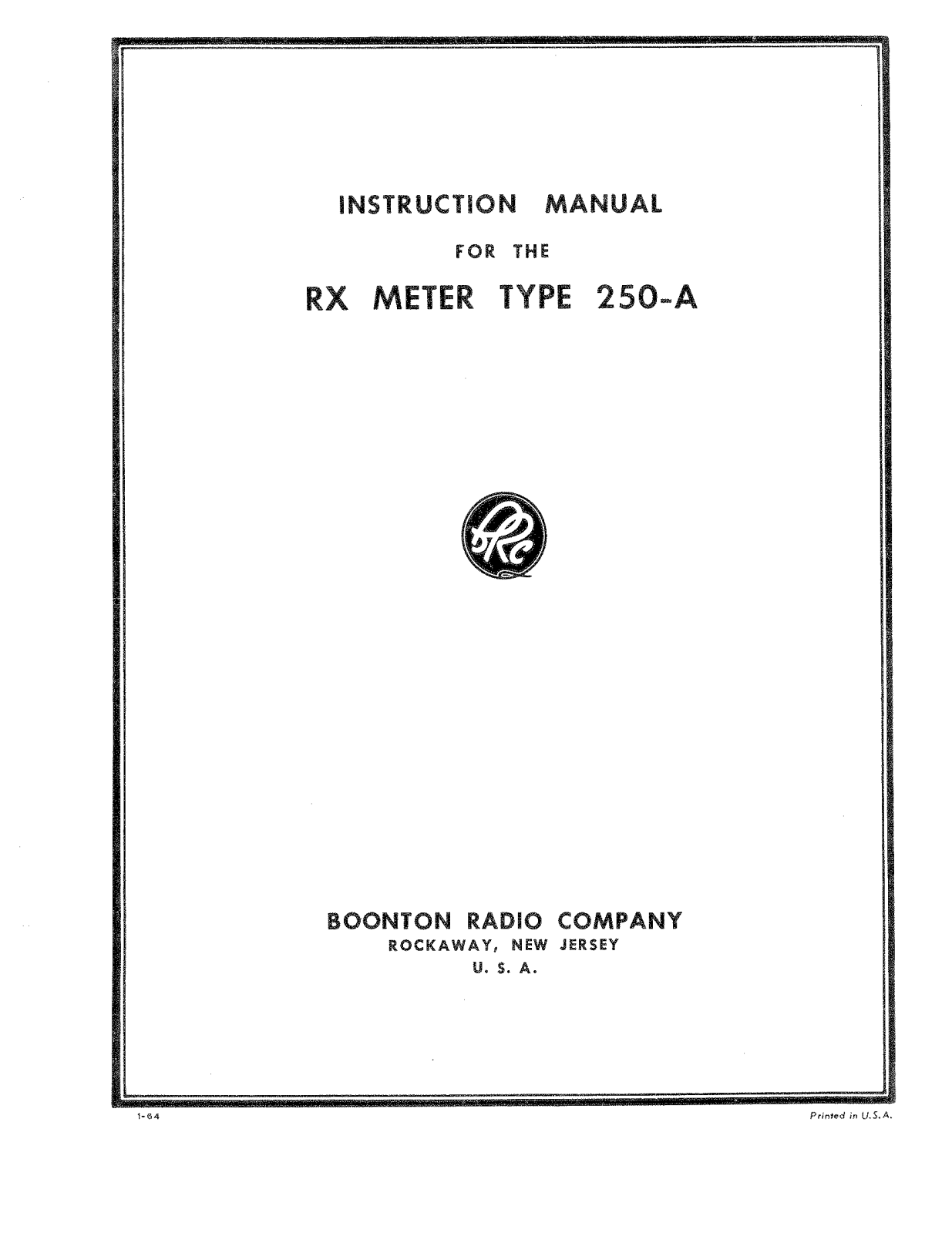 Boonton Radio Company 250-A User Manual