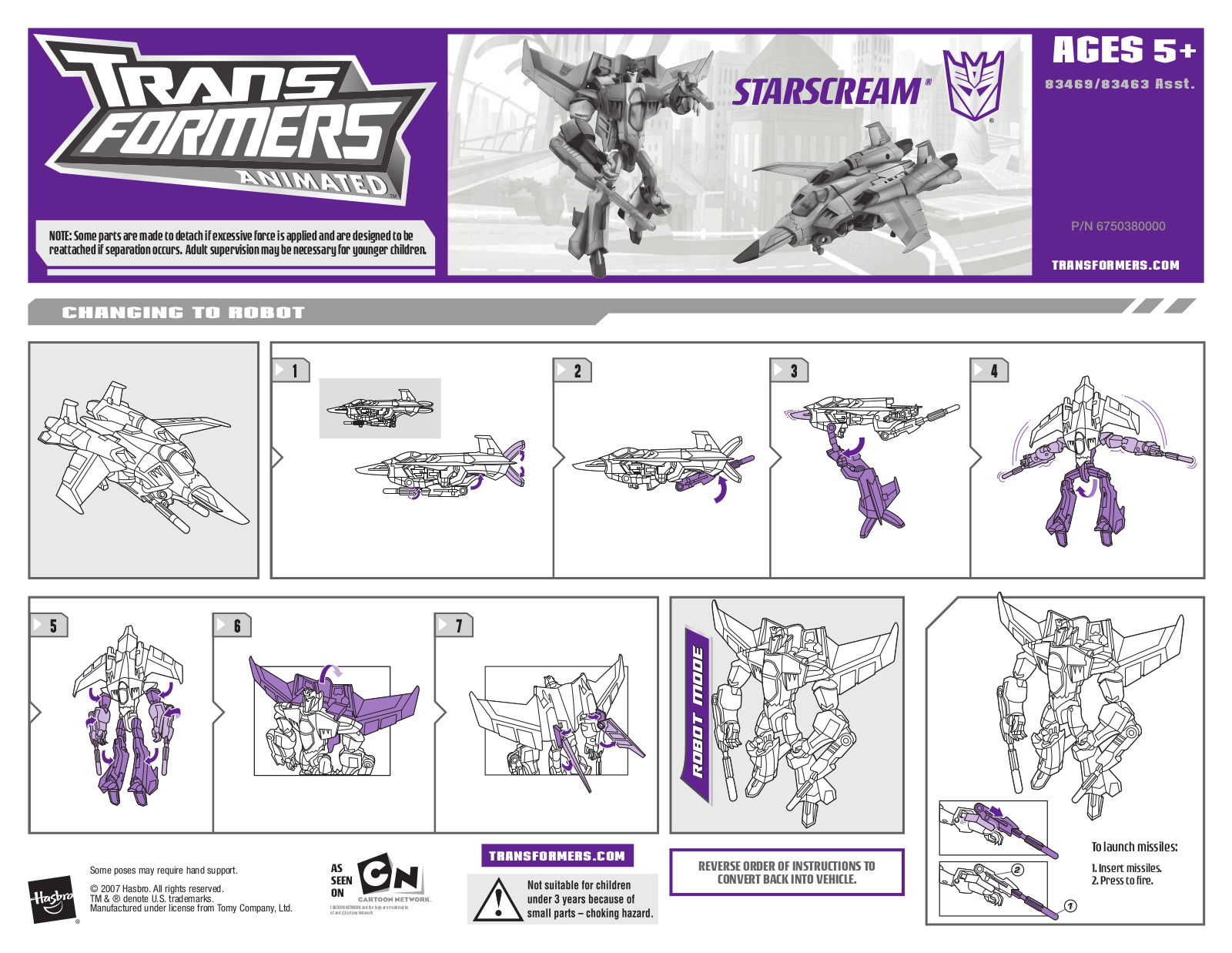 Hasbro Transformers Animated Starscream User Manual