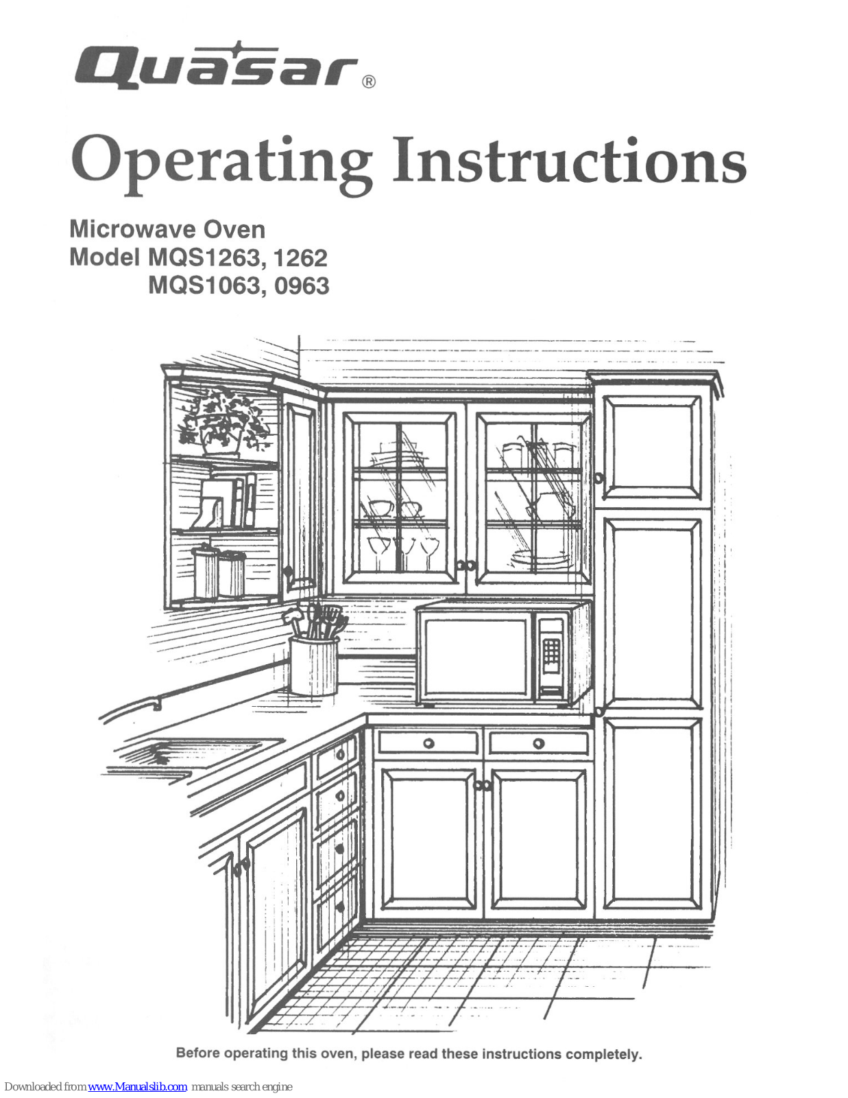 Quasar MQS0963, MQS1063EV, MQS1262, MQS1263, MQS0963E Operating Instructions Manual