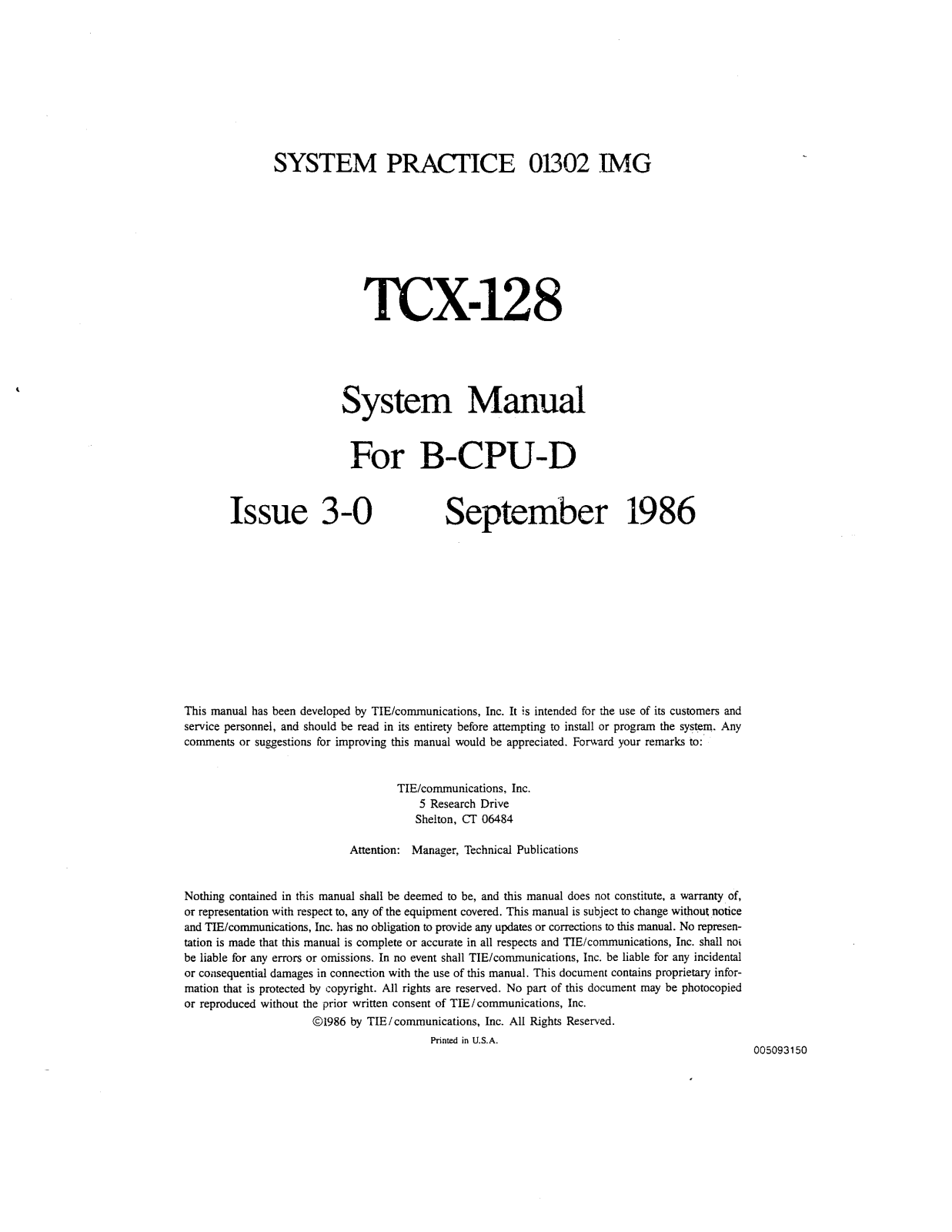 TIE TCX 128 User Guide