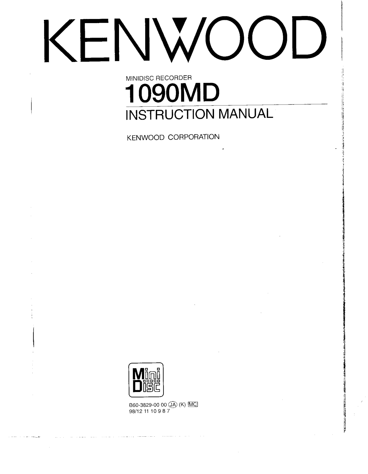 Kenwood 1090MD Owner's Manual