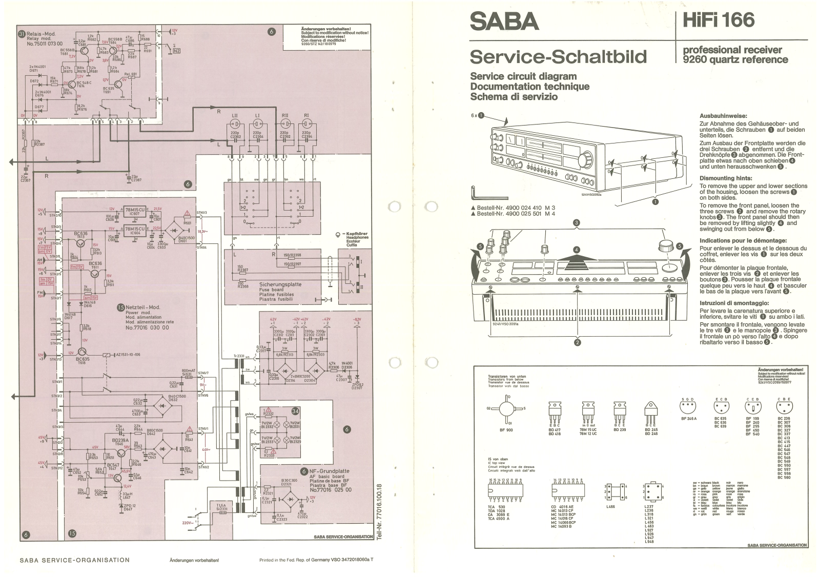 Saba 9260 Service manual