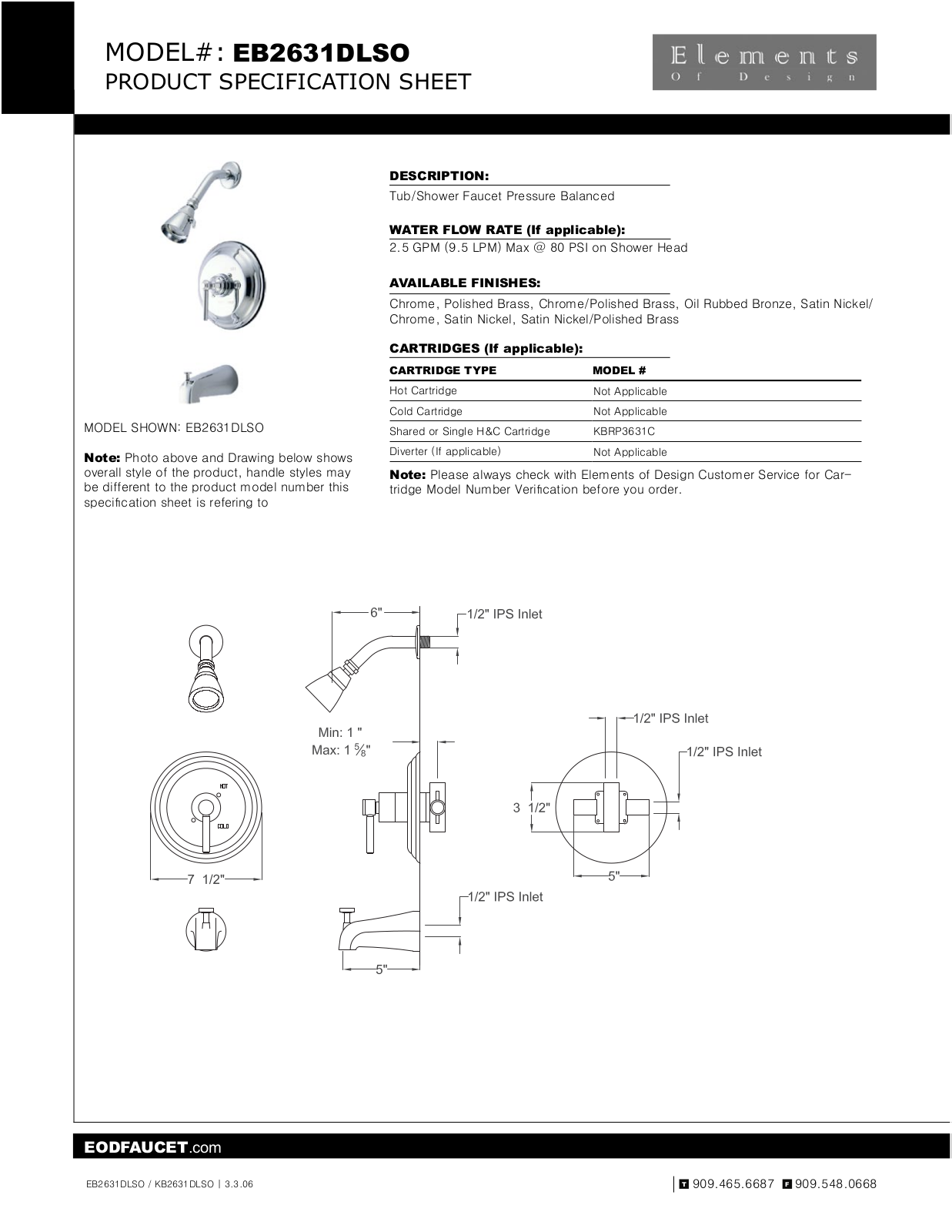 Elements of Design EDE3839 Specification Sheet - ManualMachine.com