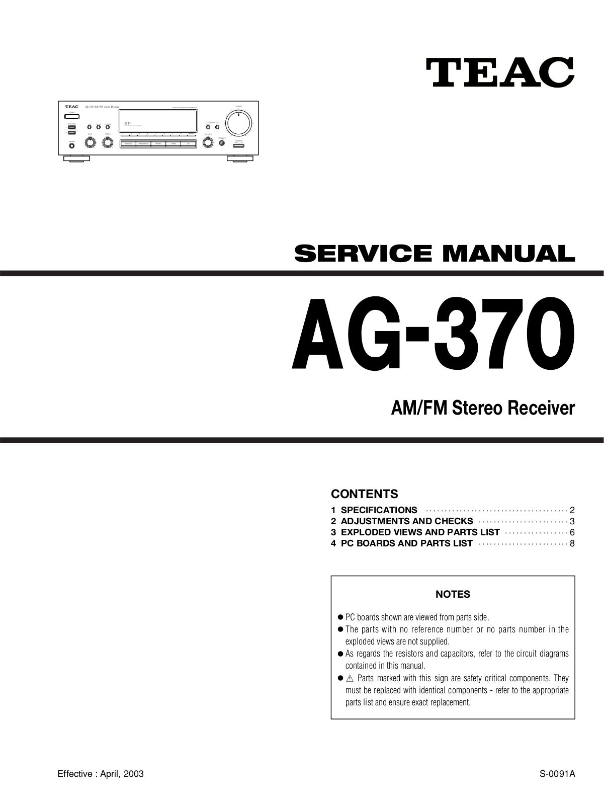 TEAC AG-370 Service manual