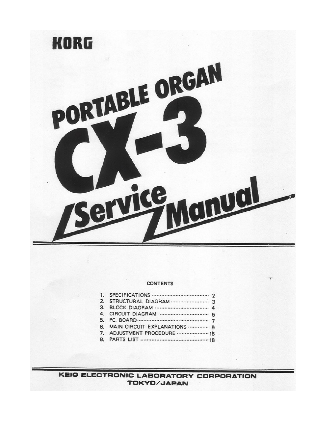 Korg CX-3 Service Manual