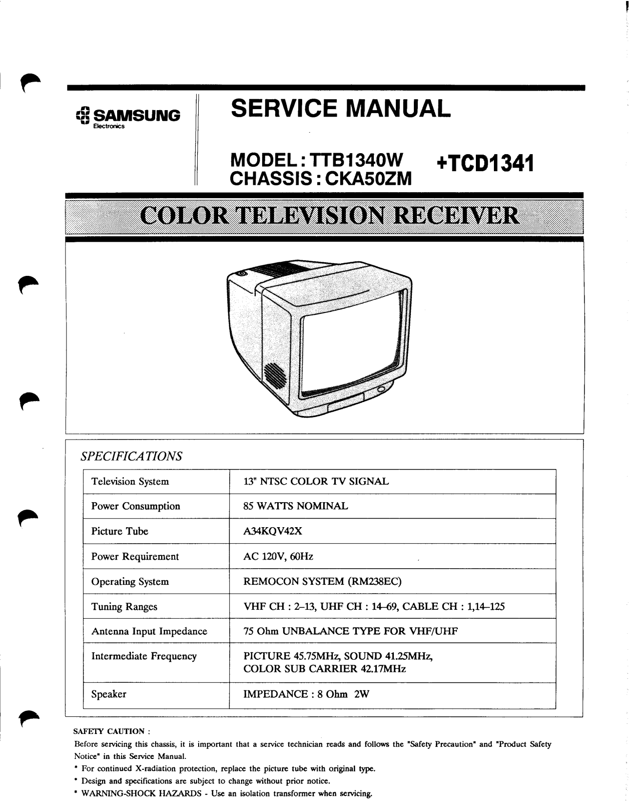 Samsung TCD1341, CKA50ZM, TTB1340W Service Manual