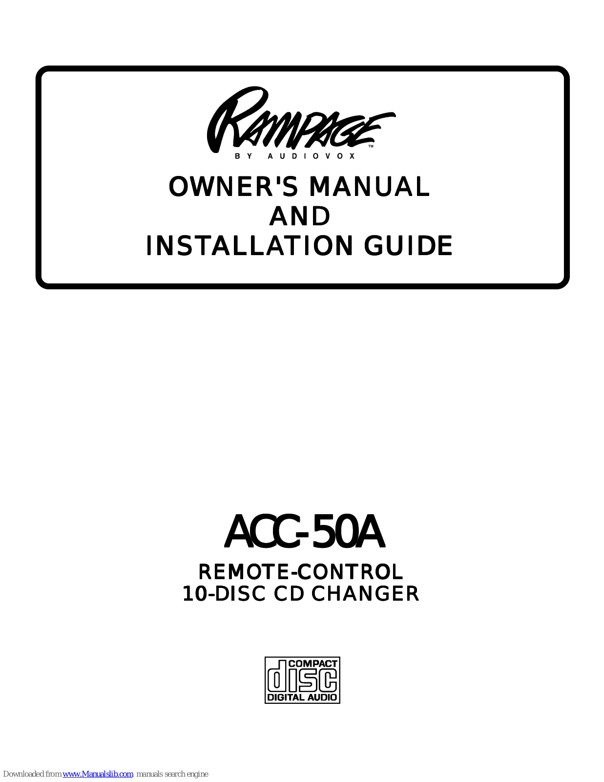 Rampage ACC-50A, ACC-50 Owner's Manual And Installation Manual