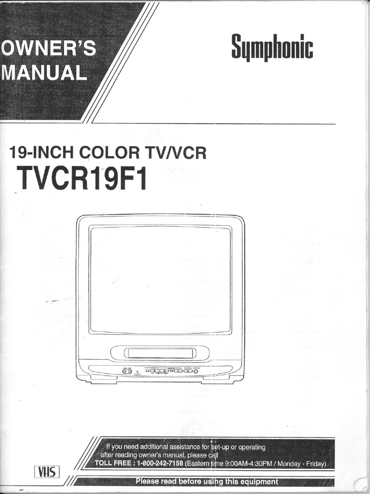 FUNAI TVCR19E1, TVCR19F1, TVCR19E1, TVCR19F1 User Manual