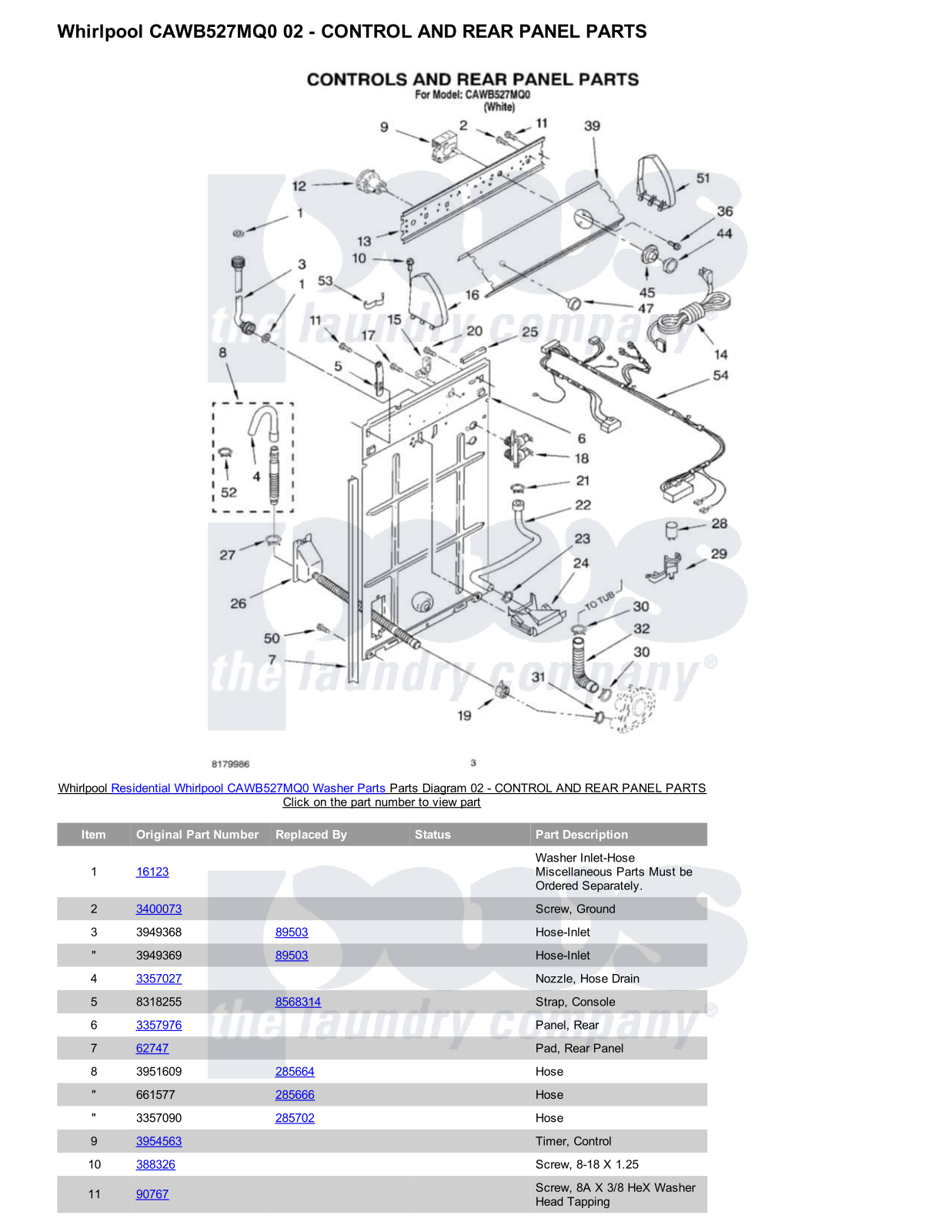 Whirlpool CAWB527MQ0 Parts Diagram