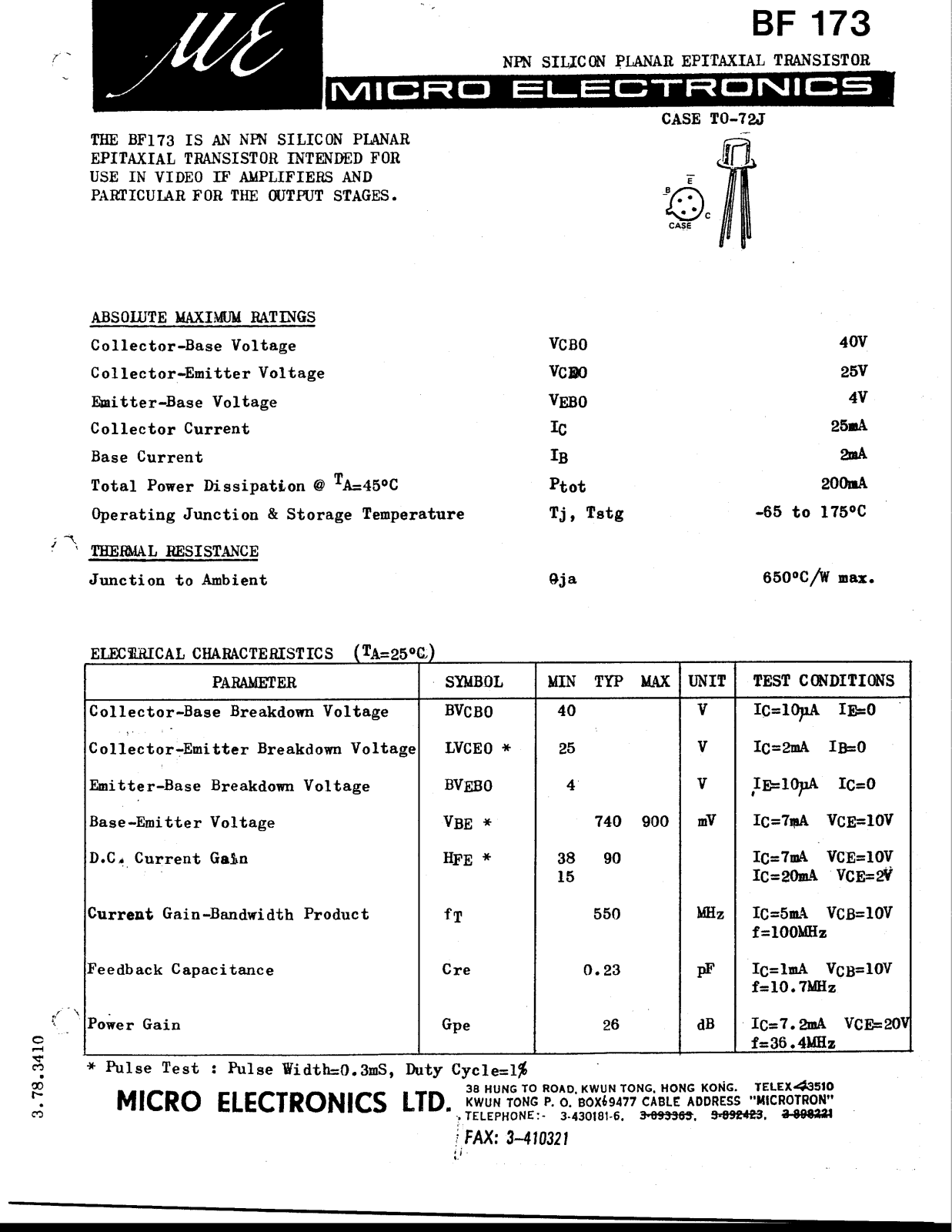 ME BF173 Datasheet